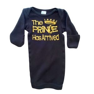 “The Prince Has Arrived” Newborn Sleeper Gown